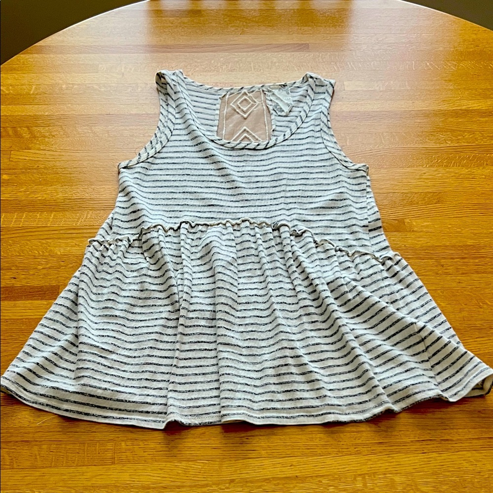 Blu Pepper navy and cream striped tank with high low waist